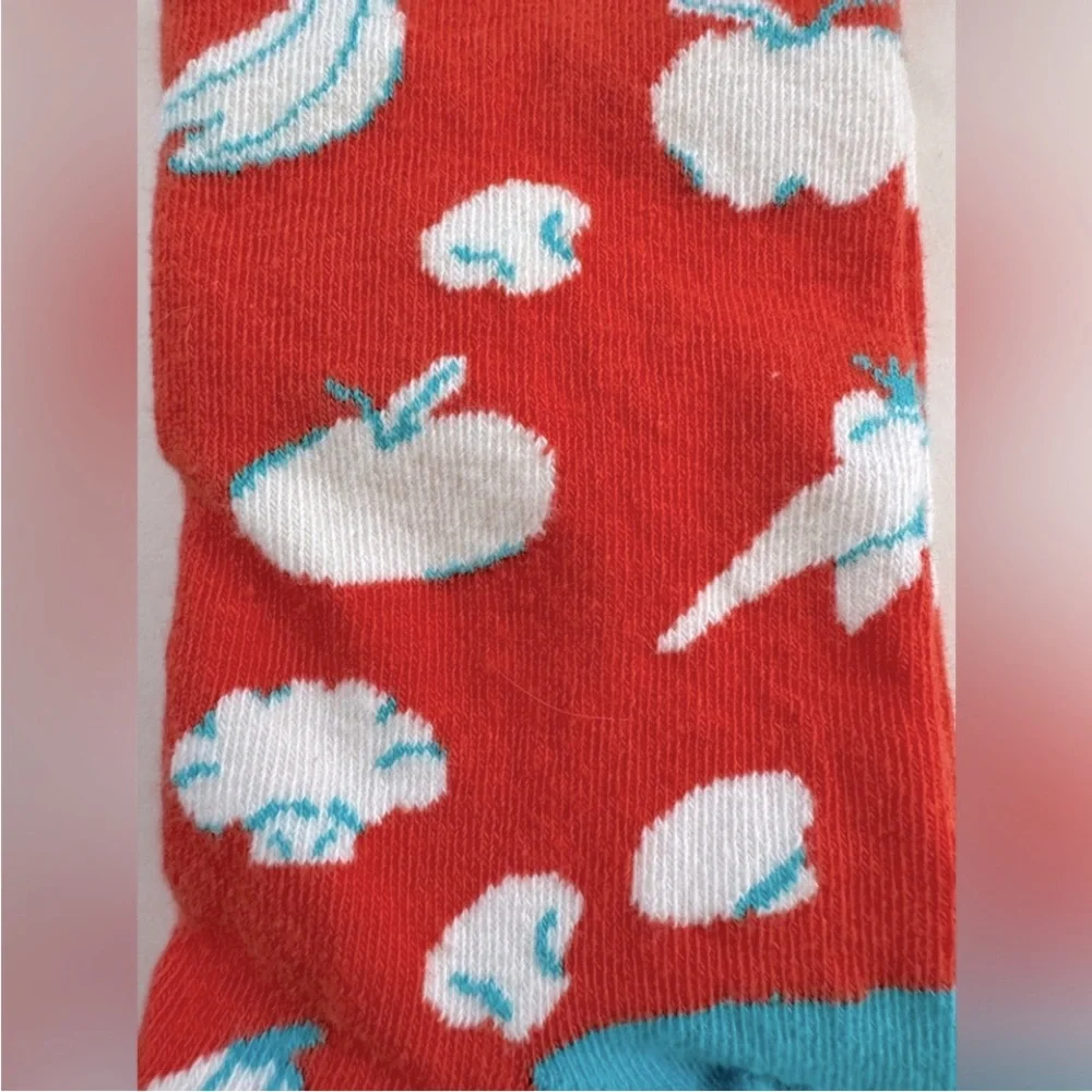 NEW Sock Club Socks NWT Aqua Orange White Cotton Dress Socks Crew